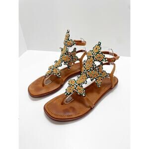 Tory Burch Women's Palisade Woven T Strap Sandals 8.5